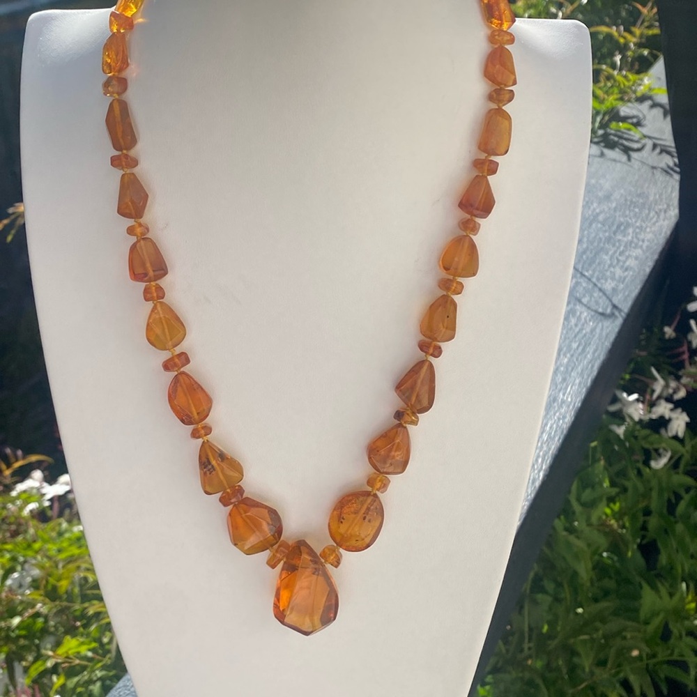 Baltic cognac faceted Amber Necklace